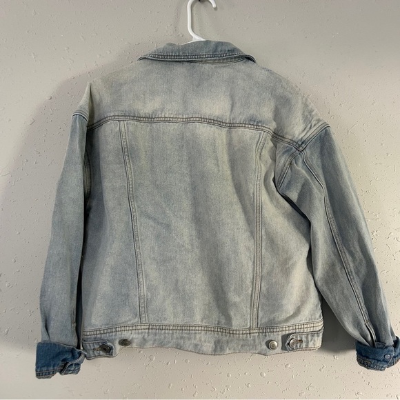 Free People Light Wash Denim Jacket Jean Casual Spring Summer Boho Bohemian XS - Picture 5 of 7